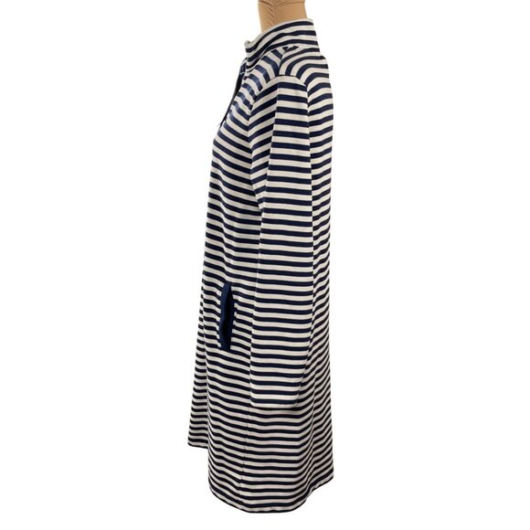 Lands' End Serious Sweats 1/4 Zip Sweater Dress Blue White Striped Size M Medium - Picture 2 of 7